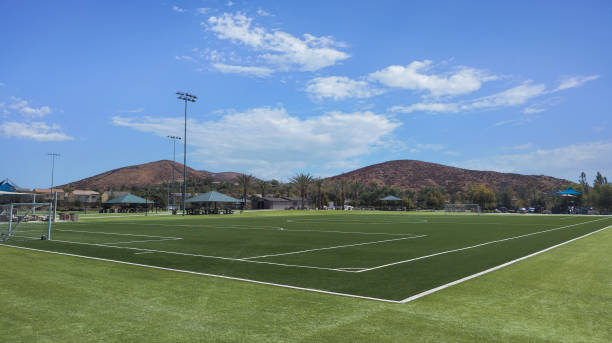 istock Empty soccer field in a public park on a sunny day 2175950989