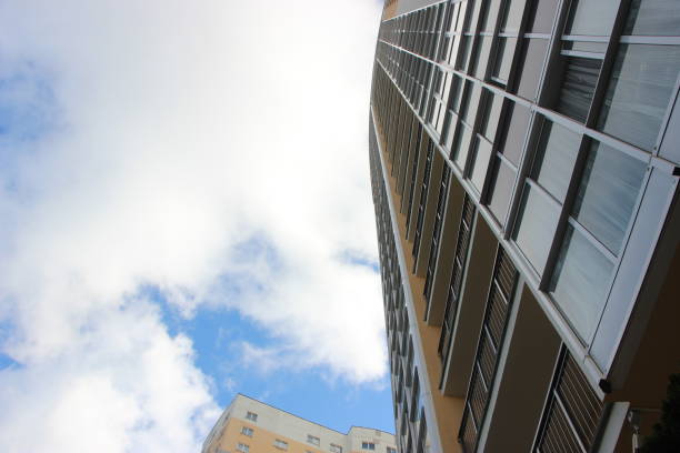 istock Tall skyscrapers down view shot with perspective under blue sky 2175962457