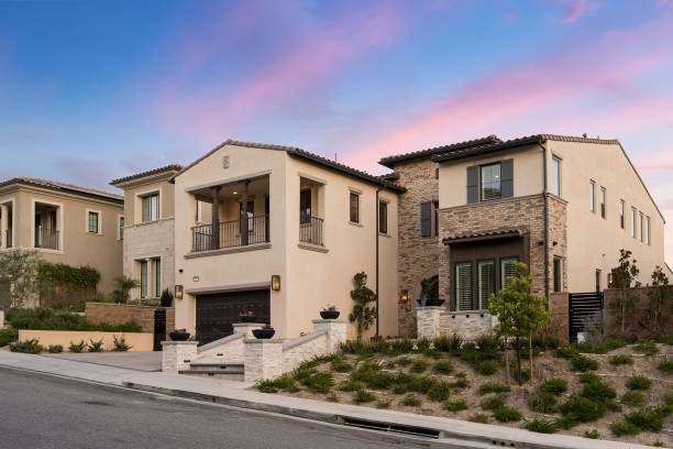 istock Modern suburban homes at dusk 2175964528