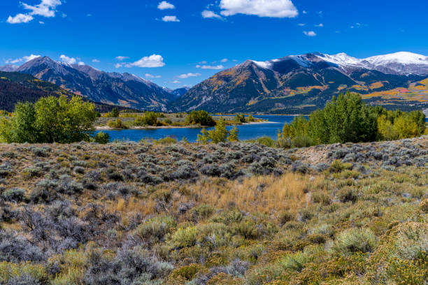 Snow covers Laplata Peak and mt. Elbert after the first snow of the fall.