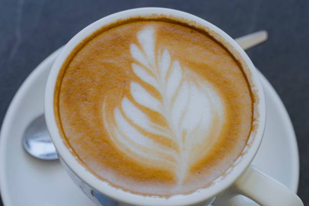 istock Cup of latte with leaf latte art 2175965028