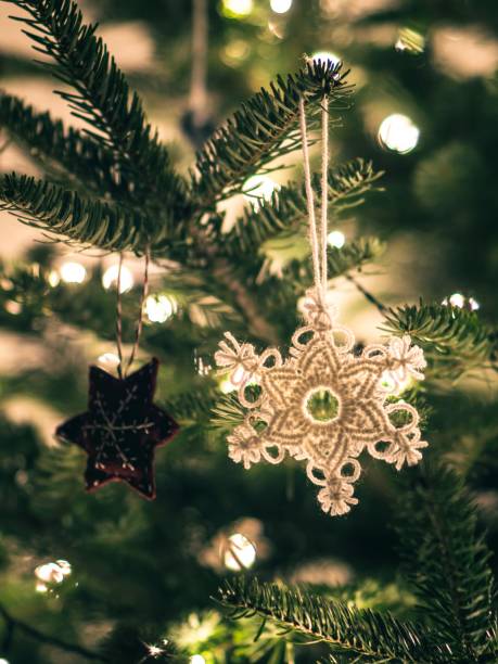 istock Handmade star and snowflake ornament on Christmas tree 2175965217