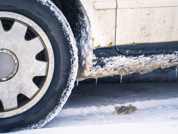 istock Rusty car sill with corrosion in winter snow 2175965583