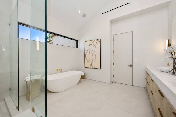 istock Modern minimalist bathroom with elegant decor. 2175965720