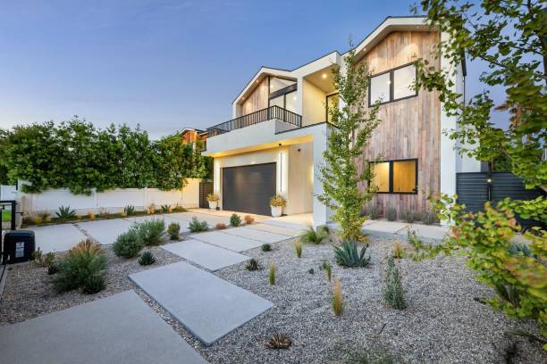 istock Modern two-story house with minimalist landscaping 2175965722