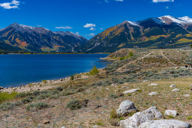 istock Snow Covered Mt. Elbert and laplata peak Surrounding Twin Lakes 2175966253