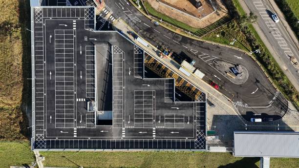 istock Aerial view of a large empty parking lot. 2175966424