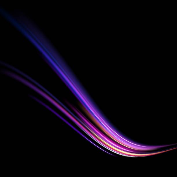 istock Abstract neon light rays background. A Colorful Motion Background of City Light Trails. Purple glowing wave swirl, impulse cable lines. Long time exposure. Vector 2175966756