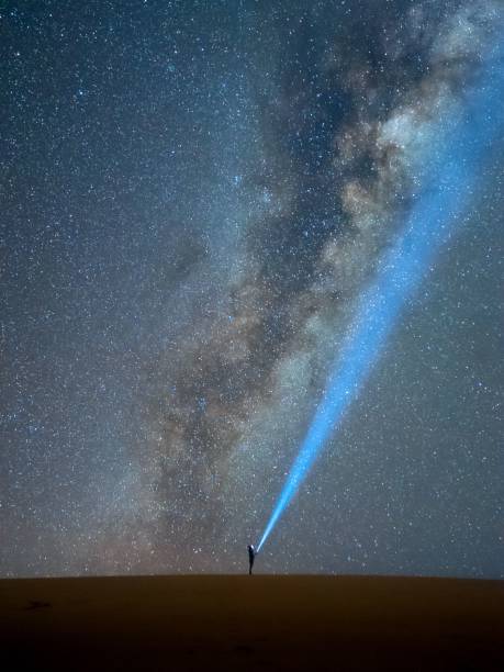 istock Person with flashlight under the Milky Way 2175968695