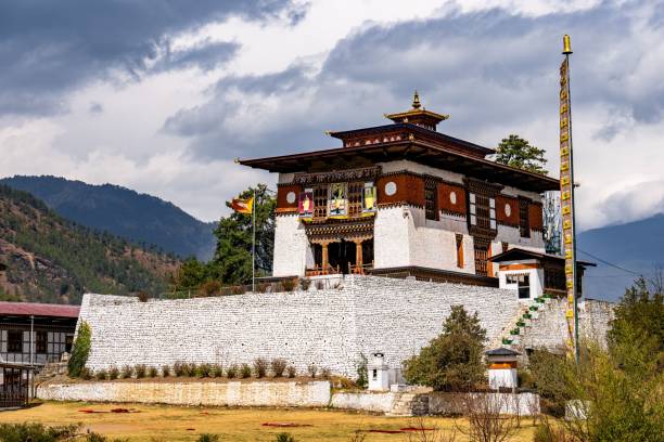 istock Traditional Bhutanese temple with mountainous backdrop. 2175969179