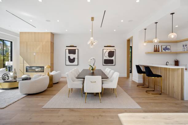 istock Modern open-concept living and dining area 2175972320