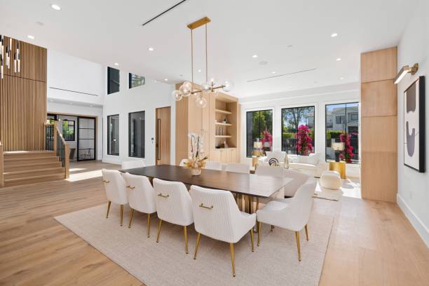 istock Modern dining area with elegant decor and natural light. 2175972506