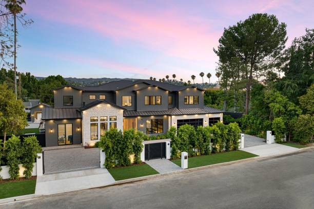 istock Modern luxury home at sunset 2175972532