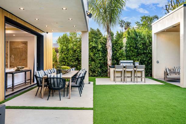 istock Modern outdoor dining area with barbecue grill 2175972563
