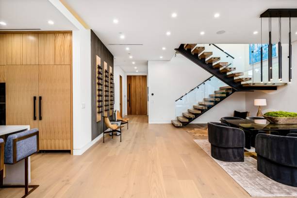 istock Modern luxury home interior with open space and stylish staircase. 2175972580