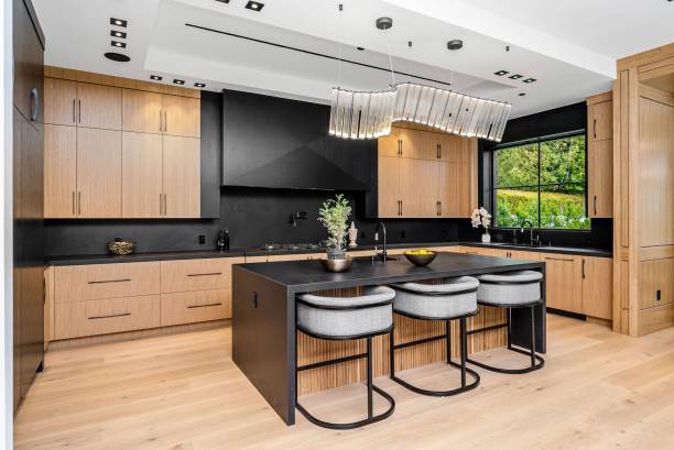 istock Modern kitchen with wooden cabinets 2175972713