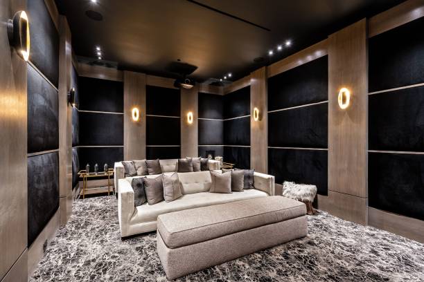 istock Luxurious home theater with modern decor and plush seating. 2175972807