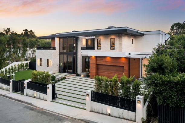 istock Modern luxury house exterior at sunset. 2175972956