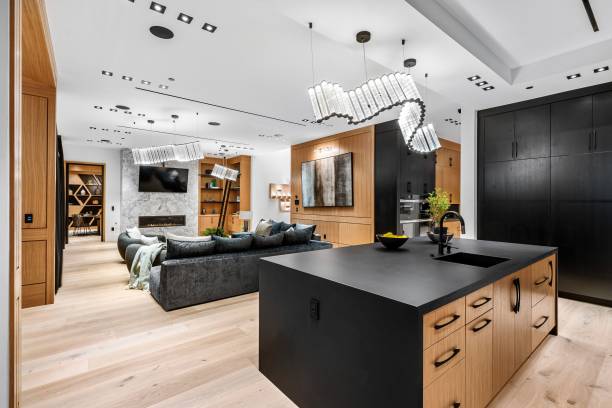 istock Modern open-concept living room and kitchen with sleek design 2175973027
