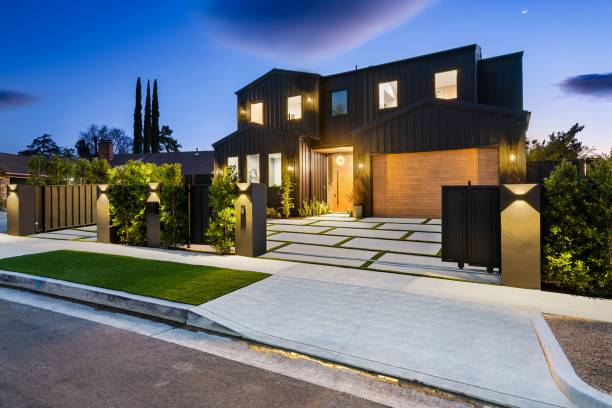 istock Modern luxury house exterior at dusk. 2175974278