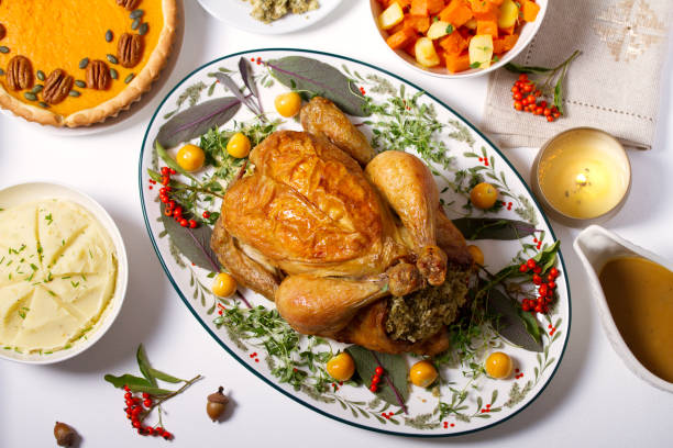 istock Roast chicken or turkey with sage stuffing 2175974882
