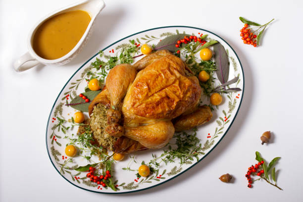 Roast chicken or turkey with sage stuffing