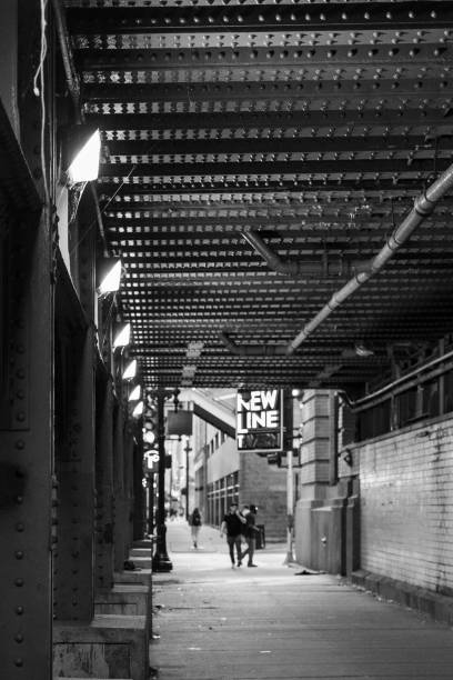 istock Urban street scene under metal bridge 2175975126