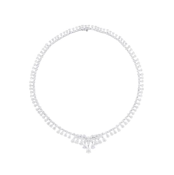 istock Elegant diamond necklace with intricate design on a white background 2175975818