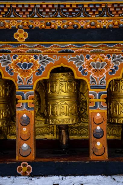 istock Traditional Buddhist prayer wheels. Punakha Dzong, Bhutan. 2175977689