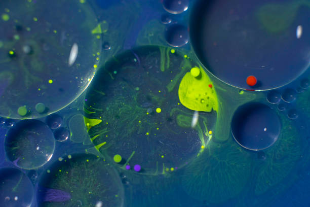Abstract art macro photography with colorful circles and bubbles, background and texture, fluid liquid