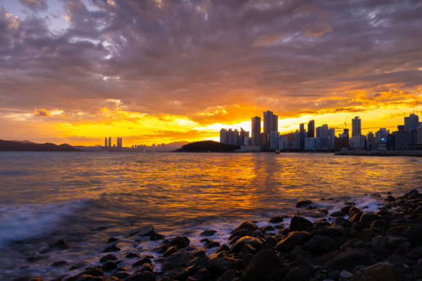 Sunset scenery in Haeundae, Busan