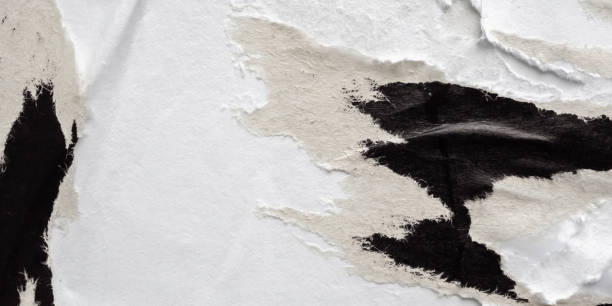 istock Old grunge ripped torn black paper poster surface texture background 2176000552