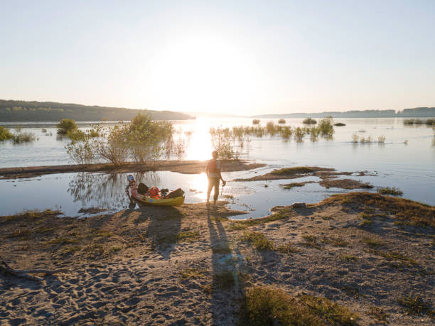 istock Kayaking Trip & Birding in Danube River at Sunset 2176001990