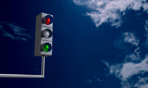 istock traffic blue sky cloud white copy space background wallpaper copy space red black grey green color city avstract night street transportation sign control shiny technology stop equipment.3d render 2176009030