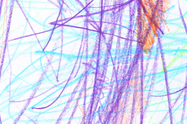 istock Colored pencil lines with purple, blue and orange background. 2176022911
