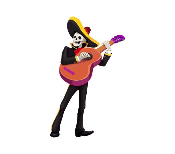 istock Cartoon mexico muertos mariachi character skeleton 2176023416