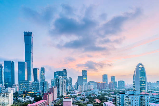 istock High angle view of Beijing International Trade CBD Building Complex, China 2176033735