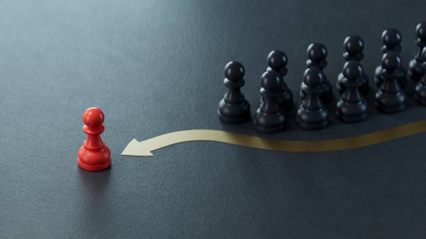 istock RED pawn passing 3D illustration. VIP pass concept.3D rendering on black background. 2176040575