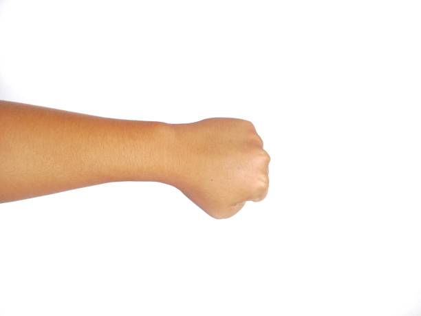 istock Religion. Man with close palms praying on white background, closeup. 2176043617