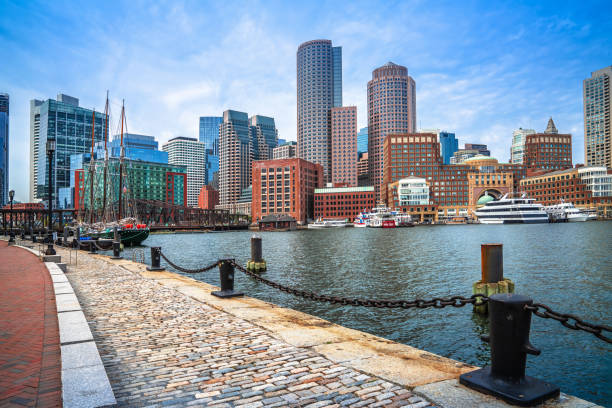 Boston harbor and cityscape skyline view, Massachusetts