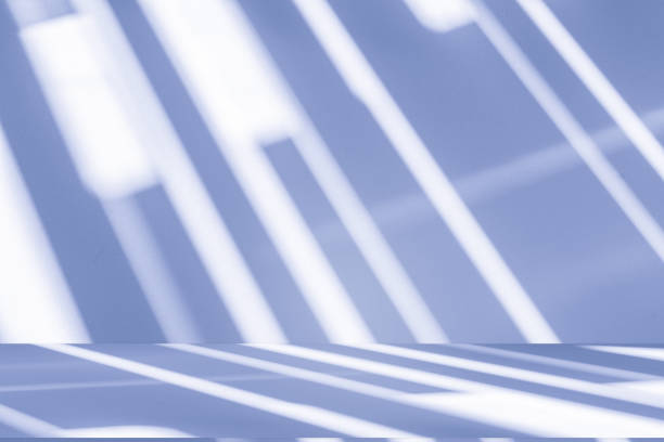 istock Studio style background wall decoration presentation uses white and blue tones. with shadows cast from a nearby window, concept creating a decorative 2176044699