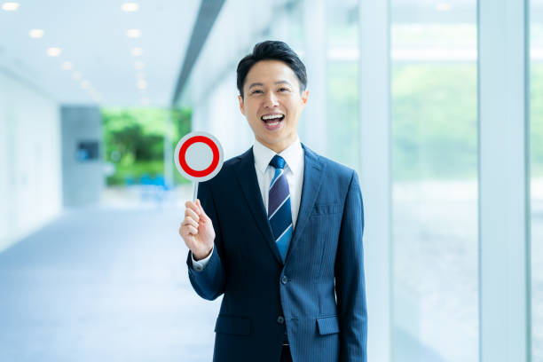 istock Businessman holding a circle plate 2176047256