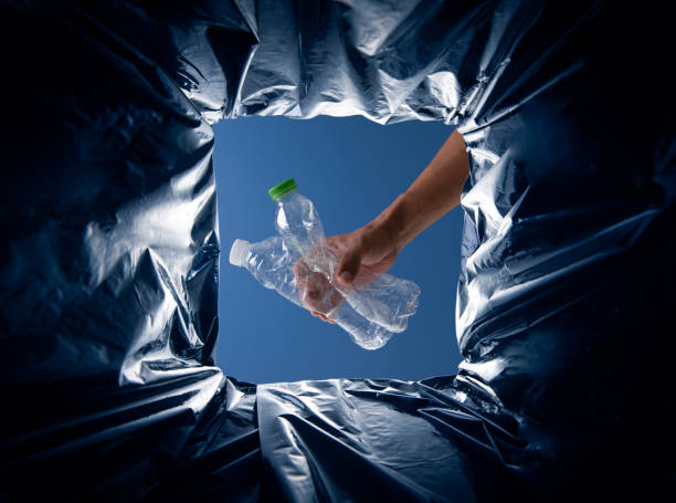 istock World Environment Day concept. Hand holding plastic bottle waste into the garbage bin from inside 2176047946