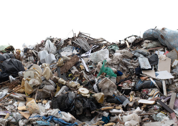 Garbage Dump, Basurero Municipal, in San Luis, Sonora Mexico with Worn-Out Vehicle Tires at Sunset