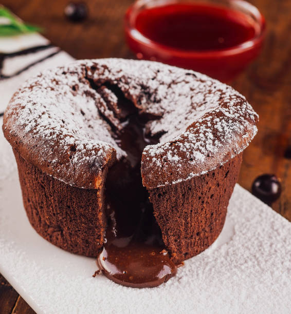 istock Delicious chocolate lava cake oozing with melted chocolate 2176060366