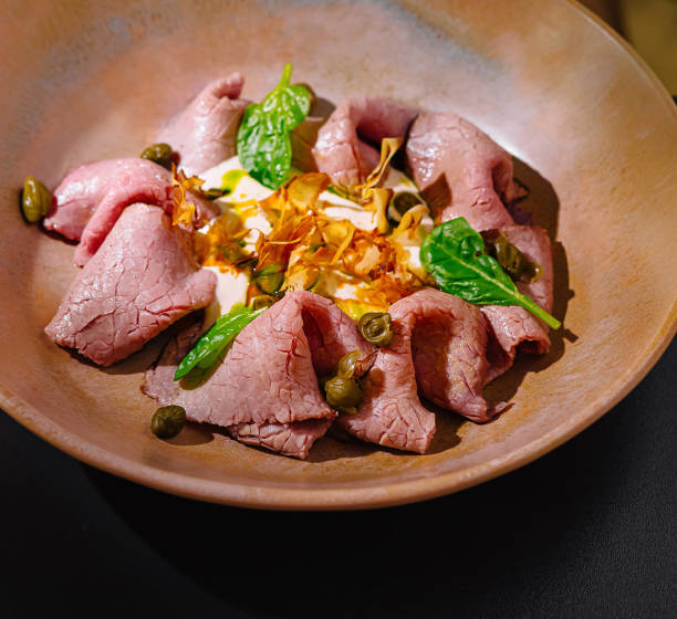 istock Delicious vitello tonnato dish served on elegant plate in restaurant setting 2176060486