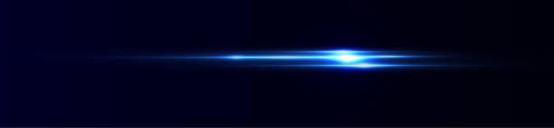 istock Blue horizontal lenses, flares, laser beams, flares, light rays, glowing stripes on a dark background, abstract glowing background. 2176063472