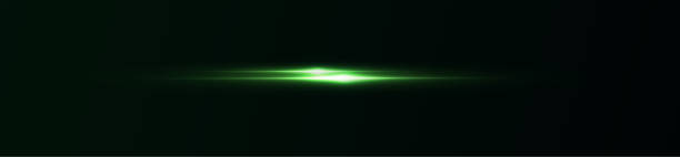 istock Green horizontal lenses, flares, laser beams, flares, light rays, glowing stripes on a dark background, abstract glowing background. 2176063723
