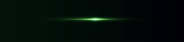 istock Green horizontal lenses, flares, laser beams, flares, light rays, glowing stripes on a dark background, abstract glowing background. 2176064181