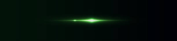istock Green horizontal lenses, flares, laser beams, flares, light rays, glowing stripes on a dark background, abstract glowing background. 2176064301